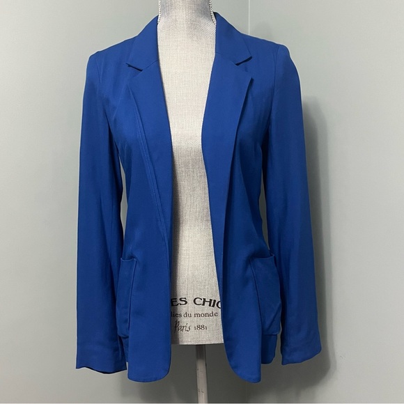 TALULA ARITZIA blue open front long sleeve blazer women’s size 2 office wear - Picture 1 of 12